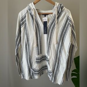 NWT Ocean Drive Clothing Co White and Black striped Baja hoodie.